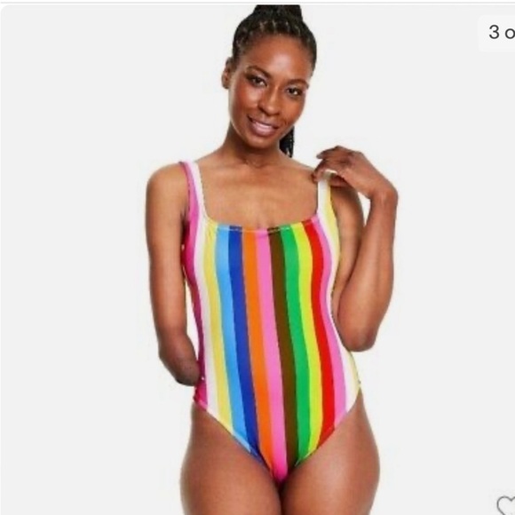 NWOT Tabitha Brown X Target Striped Rainbow One Piece Swimsuit - Picture 1 of 3